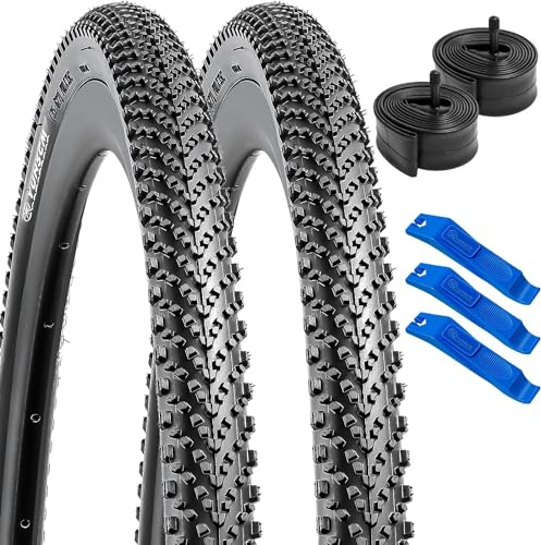 YunSCM 2Pcs 60TPI Nylon Pannensicher 27.5 Zoll Reifen 27.5x1.75 Mantel 47-584 und 2Pcs 27.5 Zoll Schlauch AV32mm Ventil kompatibel Mountainbikes, Rennräder, Citybikes 27.5x1.75 Reifen und Schlauch