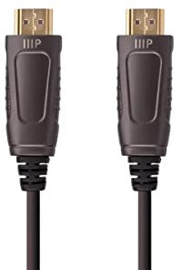 Monoprice 8K Ultra High Speed Fiber Optic Certified HDMI Cable - HDMI 2.1, 8K@60Hz, 4K@120Hz, 48Gbps, HDR, VRR, Active Optical Cable (AOC), 65ft, Black