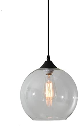 S-Cevada Einfache Glaskugel Pendelleuchte, Industrial Vintage E27 Loft Bar Hängelampe, 1-Flammiger Mini Globus Deckenleuchter für Küche Esszimmer Schlafzimmer (Klar)
