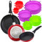 PACK DE 3 SARTENES SAN IGNACIO Ø16CM Ø20CM Ø24CM + SET DE 12PC TAPAS DE SILICONA