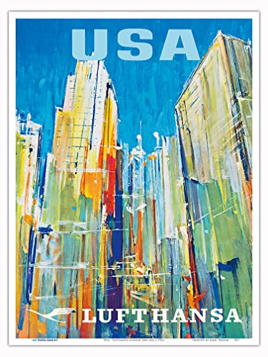 USA – Lufthansa German Airlines – Vintage Airline-Reiseposter c.1962 – Meister-Kunstdruck, ungerahmt, 22,9 x 30,5 cm