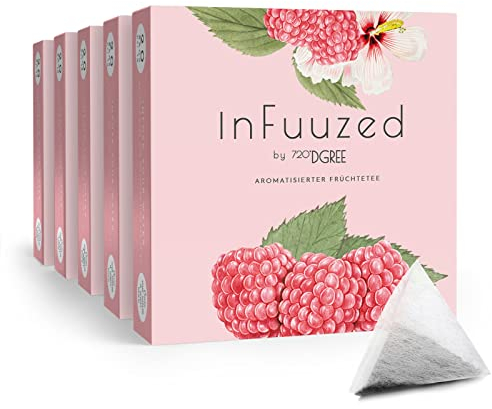720°DGREE Sabor para Agua InFuuzed - Frambuesa 5x 20 sobres - Bebida fría sin Azúcar, Calorías - Naturalmente deliciosa para tu botella - Alternativa a limonada, té helado, pastillas efervescentes