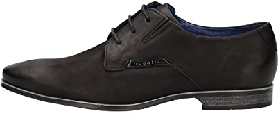 bugatti Herren Business Halbschuh aus Hochwertigem Leder, Derby im Minimalistischen Design, Schwarz 3, 42 EU