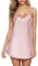 Lovasy Sottoveste Sexy in Seta Spalline Regolabili Camicia da Notte in Raso Donne Babydoll Vestaglia con Scollo a V Ladies Nightwear, Grigio Argento, Rosa XXL