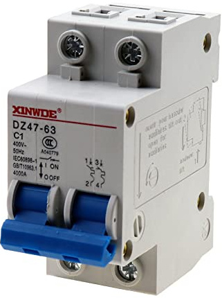 RKURCK 2 Pole 400V Low-voltage Miniature Circuit Breaker 1A Din Rail Mount DZ47-63 C1