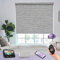 Graywind Customised Smart Blackout Roller Blinds Compatible with Alexa Google, Delicate Design Texture Rechargeable Electric Blinds with Remote, Motorised Window Shades, Striped Grey