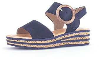 Gabor Damen Plateausandalen, Frauen Sandalen,Best Fitting,Freizeitschuhe,offene Schuhe,Strandschuhe,Plateausandaletten,bequem,Blue,42.5 EU / 8.5 UK