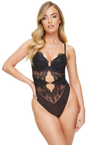 Ann Summers - Valentines - The Icon Body Sexy Sequin Embroidery Lingerie Black