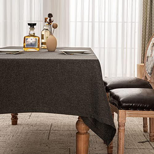 BALCONY & FALCON Tischdecke Leinenoptik Rechteckige Leinen Fleckschutz Pflegeleicht Tischtuch Tischwäsche Eckig für Drinnen, Draußen, Garten, Restaurant und Dekoration Dunkelgrau 145 x 300 cm