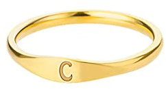HIJONES Damen Edelstahl Ring mit Buchstaben Siegelring Alphabet Initialenring Stapelbares Einfaches Statement Ehering