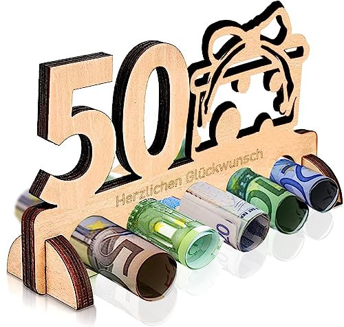 ZZRSYJ Geburtstag Holz Deko Schild, Jubiläum Holz Deko Schild, Holz Schild Gästebuch, Holzaufsteller für Geld- Geschenk, für 50 Geburtstag Männer Deko, Frauen Deko, 50 Jahre Jubiläum oder Hochzeit