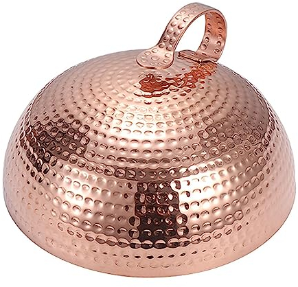 Troupmiye Assiette Cloche Micro-Ondes, Teppanyaki Acier Inoxydable Restaurant Servant (Color : Gold, Size : 24cm)