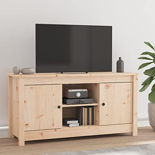 ZEYUAN TV-Schrank, Tv Board, Tv Lowboard, Tv Tisch, Fernsehschrank, Kommode, Fernsehtisch, Sideboard Wohnzimmer, Tv Sideboard, 103x36,5x52 cm Massivholz Kiefer