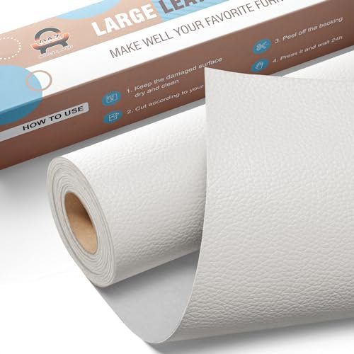 Leder Reparatur Set Weiß,OAZ Kunstleder Selbstklebend 40 x 160 cm,Kunstleder Reparaturset Leder Reparatur Patch Selbstklebende Lederflicken für Autositze Möbel Sofa Taschen