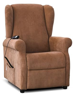 Altavilla Poltrona Relax Ilde 2 Motori, Roller System, Reclinabile e Alzapersona con telecomando, MADE IN ITALY (Tortora)