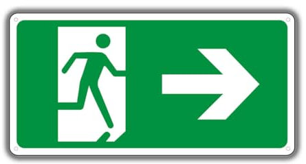 Felexdo Cartello di emergenza con freccia destra, 30 x 15 cm, in PVC, autoadesivo, per parete o cancello