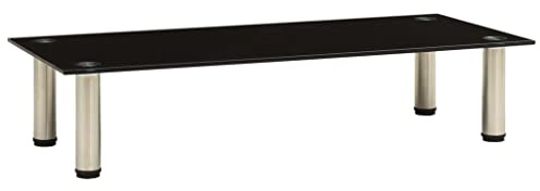 CKioict Meuble TV DVD - Meuble TV - 80 x 35 x 17 cm - Noir - Verre trempé - Pour salon, salle de jeux