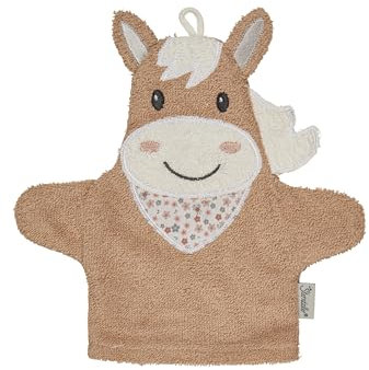 Sterntaler Waschhandschuhe Pferd Sunny - Frottee Babywaschhandschuh aus saugfähiger, weicher Baumwolle, sorgt für Spaß beim Baden und Duschen - Baby und Kinder Waschlappen, lichtbeige