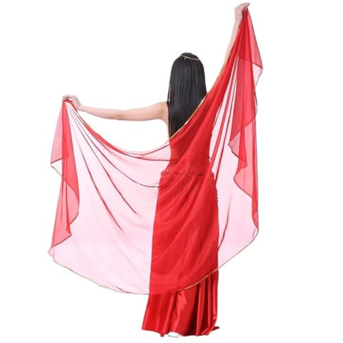 LPHFDCS Bauchtanzschleier Bauchtanz-Schleier aus Chiffon for Damen, Tanzkostüm, Chiffon, Schal, Schleier, Voile, orientalischer Tanz, 250 x 12 cm Bauchtanz-Schal(Red)