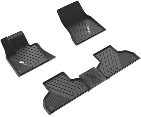 3W Fußmatten für BMW X6 F16 2015-2018/X5 F15 2014-2018, TPE Allwetter Maßgeschneiderte Gummimatten für BMW X6/X5 1. und 2. Reihen Komplettset Auto Fussmatten Zubehör, Schwarz Antirutschmatten