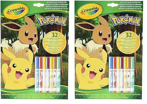 CRAYOLA - Pokémon Album de Coloriage et d'Activités, 32 Pages de Coloriage et 7 Mini Feutres Lavables, 04-2746G (Lot de 2)