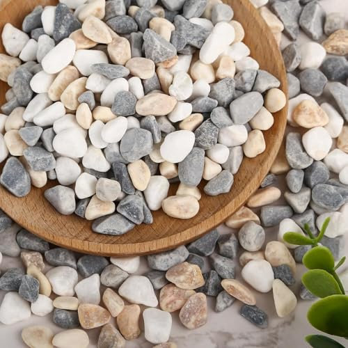 Dekorative Steine, Flusssteine für Pflanzen, Polierte Kieselsteine für Aquarium, Sukkulenten, Kleine Dekosteine für Vasen, Zierkies Deko Steine​, Natur Kiesel für den Landschaftsbau (0,6-0,9cm,1kg)