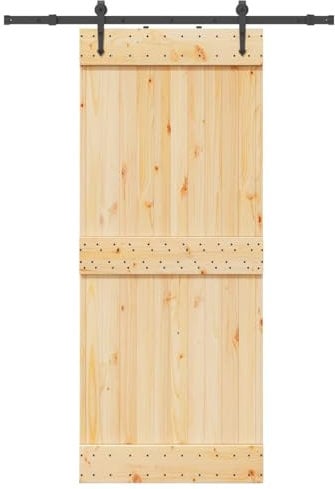 vidaXL Puerta corredera con herrajes madera maciza de pino 85x210 cm