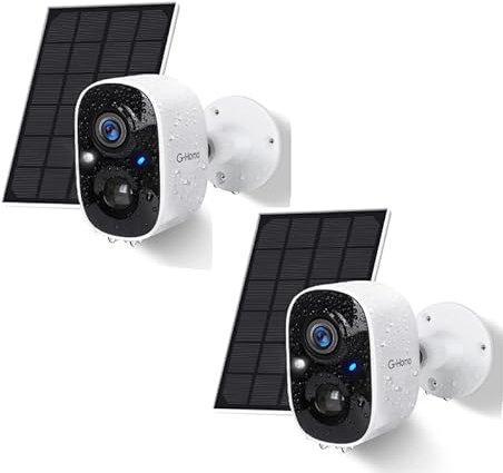 G-Homa Cámara de vigilancia para Exteriores con Panel Solar, cámara inalámbrica WiFi para Exteriores, cámara Solar WiFi Exterior, Detector de Movimiento PIR, Larga Espera en la Nube/Almacenamiento SD