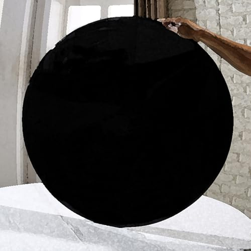HAEKEBC Tischplatte Aus Schwarzem Glas 50cm 60cm 70cm Runde Tischplatte Aus Gehärtetem Glas, Esstisch Glasplatte, Couchtisch Ersatz-Tischplatte(65cm-25.6in)