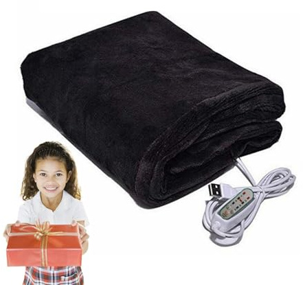 Manta Eléctrica - Poncho Calefactable Portátil Con Conexión USB | 3 Configuraciones De Calor Y Temporizador | Manta Eléctrica Para Pesca, Senderismo, Acampada | Lavable A Máquina, 32 X 18 Pulgadas, Ma
