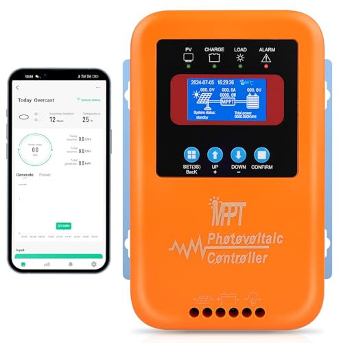 【100A Bluetooth WIFI MPPT Solar Charge Controller 12V】KWODE 100A Solar Panel Controller 12V/24V/36V/48V PV:180V Solar Controllers with LCD Screen for Lead-acid, Gel, Phosphate,Ternary, lithium Battery