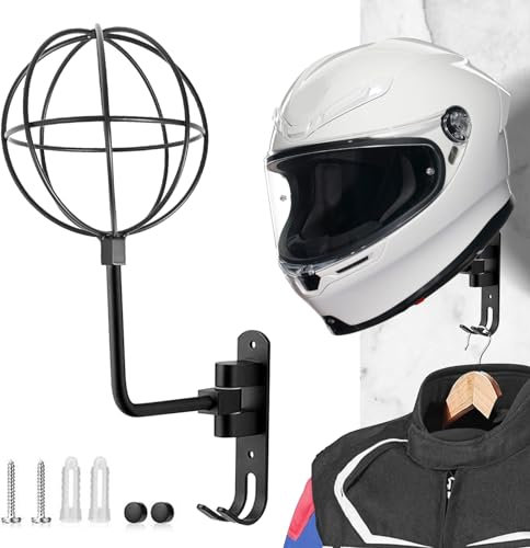 Support de casque mural pour moto, support de casque de moto, support mural, support de casque pour vélo, moto, support de casque de vélo avec crochet pour gilet tactique, casque et veste