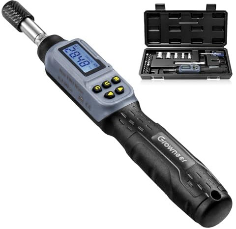 GROWNEER Digital Torque Screwdriver, 2.66-53.1 in-lbs/0.3-6 Nm, 1/4'' Drive Inch Pound Torque Screwdriver Electrician with Buzzer & LED Indicator, 27 in 1 Set