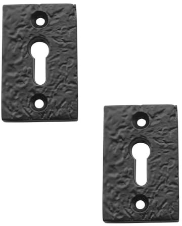 2 Pack Antique Black Rectangular Escutcheons 50x32mm for Classic Home Decor - Key Hole Cover