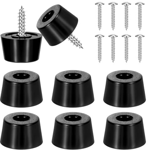 Lot de 8 pieds en caoutchouc antidérapants à visser avec rondelles en acier inoxydable intégrées et vis, pieds de meubles en caoutchouc noir pour meubles, électronique et application
