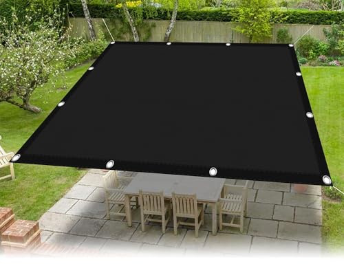 Sonnensegel Sonnenschutz 200 x 200 cm Sonnenschutz Wetterschutz Wetterbeständig Schatten Tuch mit Ösen Ohne Bohren mit Seil für Draußen Patio Terrasse Camping, Schwarz