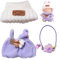 Vêtements violets pour vêtements Labubu, jolies tenues pour poupées Labubu, vêtements, chapeau, petit appareil photo, bouteille d'eau, sac à dos, accessoires pour robe Labubu, style de vêtements