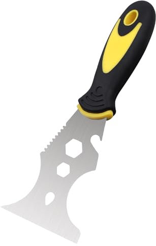 Qaestuan Espátula Masilla Multifuncional, 1.5mm Raspador de Pintura de Acero Inoxidable, 15 en 1 Masilla Spatola, Abridor Latas, Decapante Pintura, Herramienta Raspadora Papel Pintado