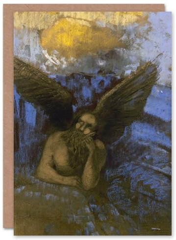 Artery8 Odilon Redon Art Card Old Angel Winged Sphinx Painting