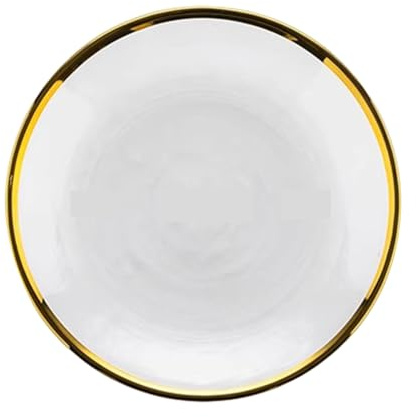 Elegant Gold-Trimmed Glass Dinner Plate 26.4CM - Modern Tableware for Fruit Salad & Desserts Perfect for Weddings & Parties Easy to Clean Decorative Home Decor