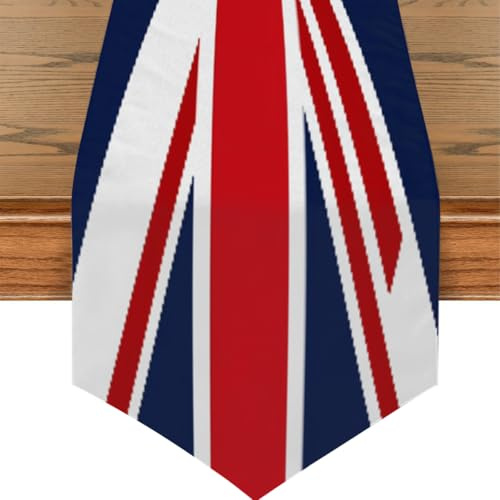 Mexpekil Union Jack British UK Tischläufer für Esstisch, wasserfest, Couchtischläufer, lange Tischdekoration für Hochzeitsfeiern, 33 x 178 cm