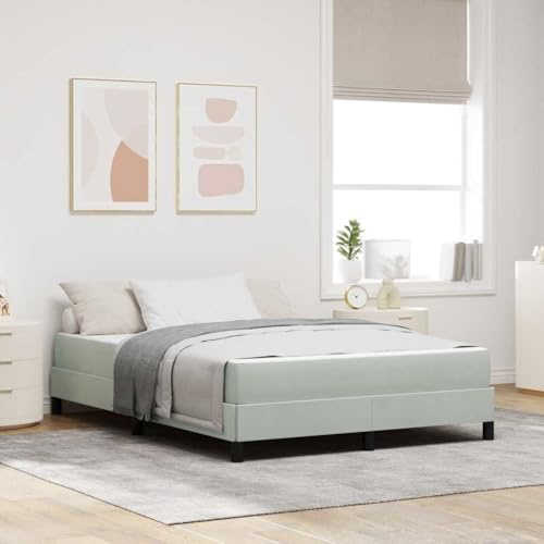 Runheo Boxspringbett mit Matratze Hellgrau, 140x190 cm Stoffbezug, Stabiler Holzwerkstoffrahmen, Komfort für 2 Personen