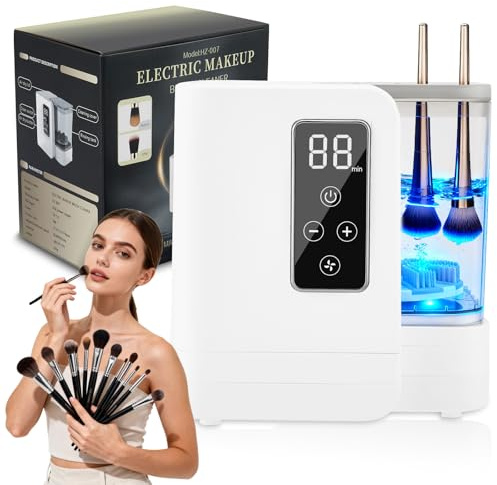 3-In-1 Pinselreiniger Make Up Elektrisch Mit Trockner,6/8/10/12Min Timer,Touchscreen-Steuerung,Low Noise,Smart Erinnerungsfunktionen,Makeup Brush Cleaner Electric Für Alle Arten Von Make-Up-Pinseln