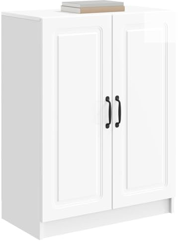 vidaXL Sideboard Hochglanz Weiß 66 x 34,5 x 87 cm Holzwerkstoff, Moderner Wohnzimmerschrank, rechteckige Buffetaufbewahrung, Dekokasten für den Eingangsbereich, praktische Organisation
