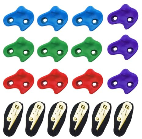 Virelynx Tree Climbing Holds with 6 Ratchet Straps 12 Pcs Colourful Outdoor Rock Wall Grips for Kids Adults Backyard Gym Obstacle Course Training Kit fits for Most Trunks 1 Set