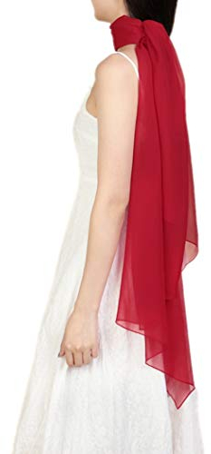 Prettystern Damen Herren uni-Farbe elegant Seidenschal Seidentuch Georgette Seide festliche Stola für Abendkleider purpur rrot