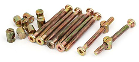 sourcing map M6x65mm Innensechskant Schlüssel Möbel Bolzen mit Mutter M6x12mm Nieten 10 Set
