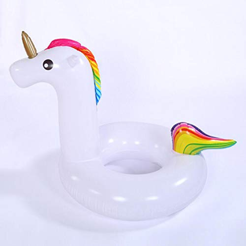 Premium Schwimmring Einhorn (130 cm Durchmesser) Schwimm Ring Matratze aufblasbar Luftmatratze Luft Matratze Liege Schwimmliege Pool Lounge - Regenbogen Farben Bunt Weiß Rainbow Pegasus