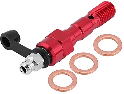Motorcycle M10*1.25mm Brake Caliper Screw Banjo Bolt Bleed Nipple Washers Dust Cap Universal (Red)
