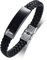 VNOX Personalisiert Fertigen Sie Edelstahl-Leder Besonders an Medizinischer Alarm Armband Stern des Lebens Medizinisches Lederarmband für Männer Frauen,21.5cm, Verstellbar